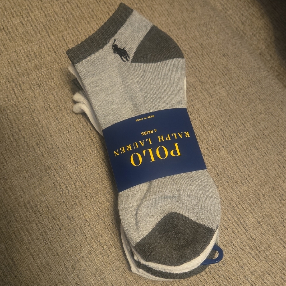 Polo by Ralph Lauren Men's (4 prs.) Two-Tone Gray and White Socks
